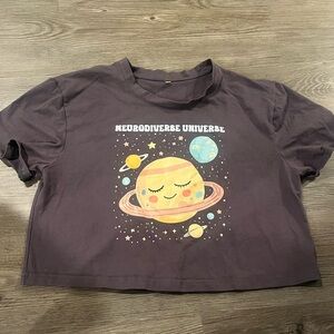 ❤️‍🔥BOGO FREE Neurodiverse Universe Graphic Crop T-Shirt Charcoal Gray L